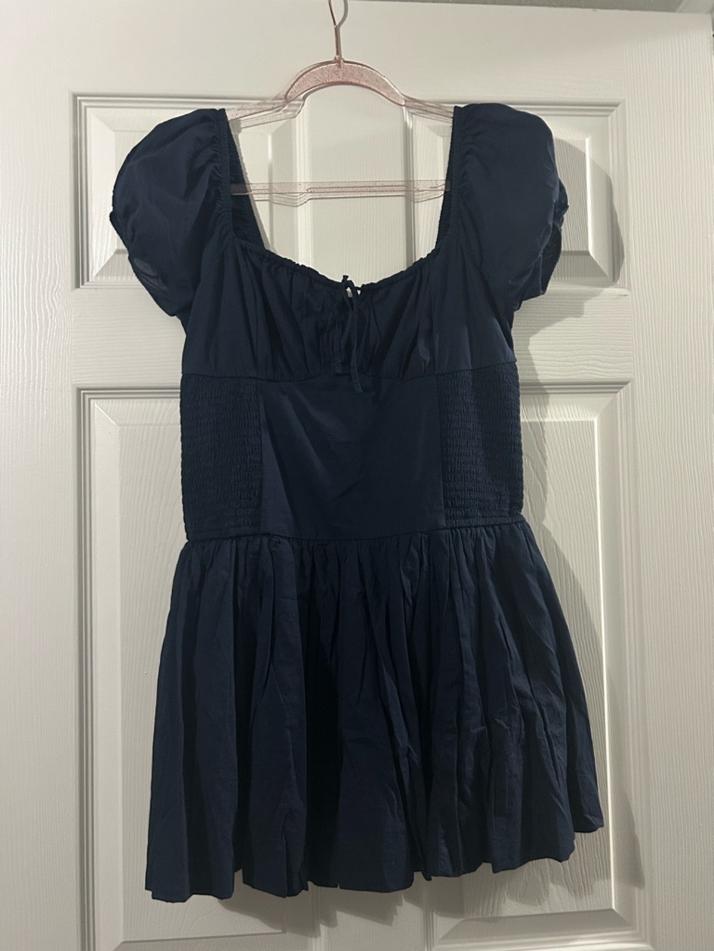Hollister Navy Puff Sleeve Peasant Tunic